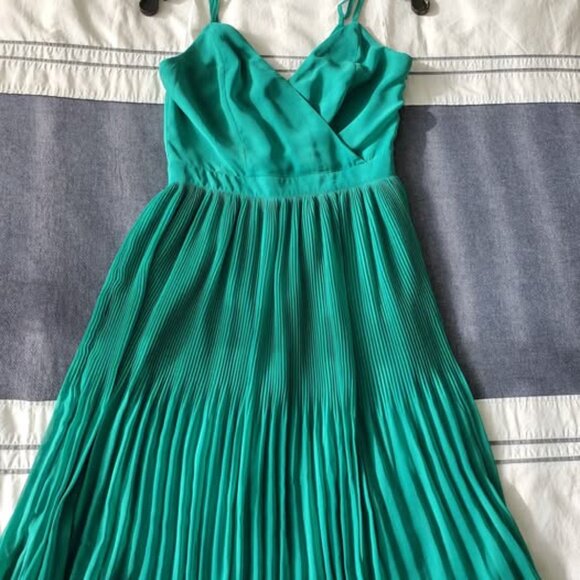 Lulu's Green Pleated Green Cocktail Dress - Picture 3 of 5